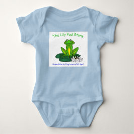 Infant's Frog on a Lily Pad Blue on White Bodysuit Baby Strampler