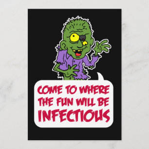 Infektiöse Fun Zombie Cartoon Halloween-Party Einladung