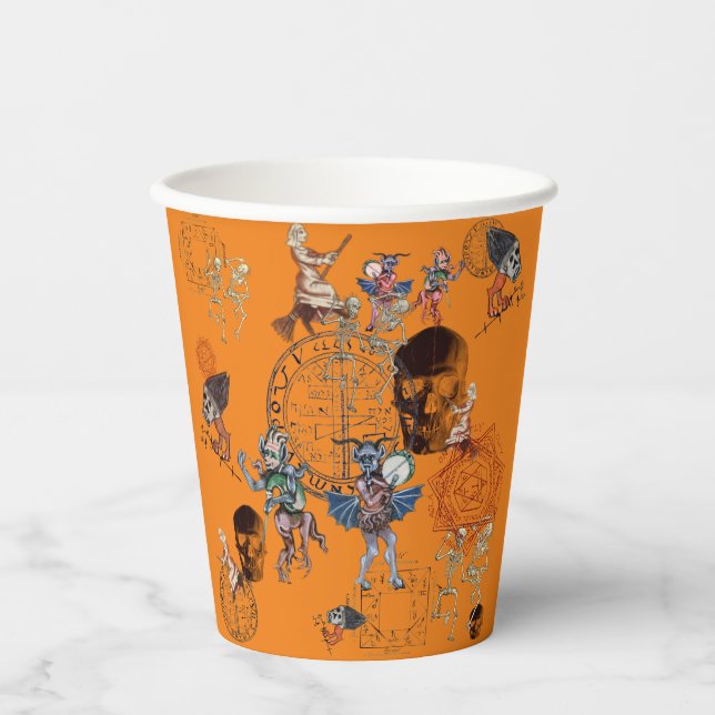 Infernal Orange Halloween Pappbecher (Vorderseite)