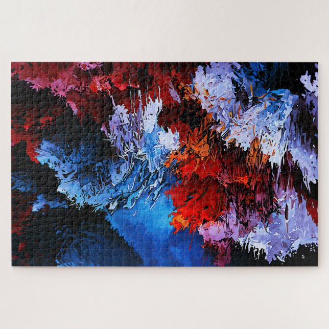 Inferno Blauer Rot Moderne Abstrakte Kunst (Horizontal)