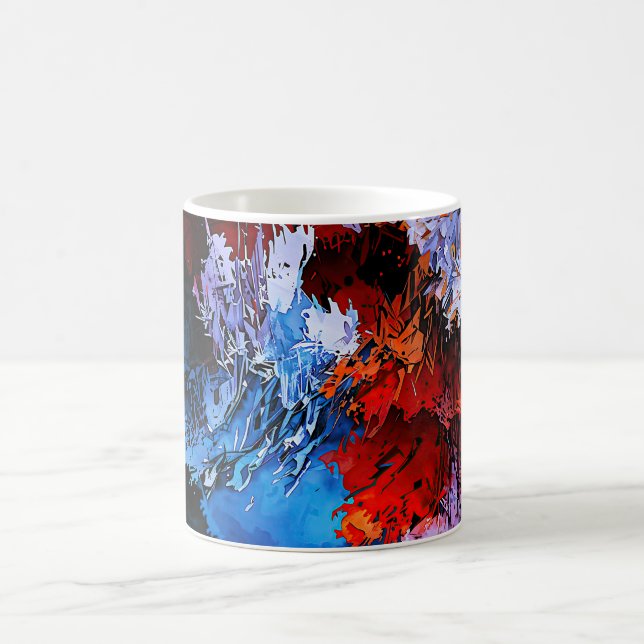 Inferno Blauer Rot Moderne Abstrakte Kunst Kaffeetasse (Mittel)