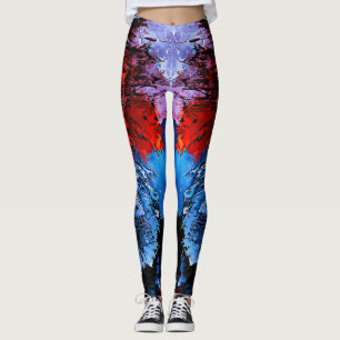 Inferno Blauer Rot Moderne Abstrakte Kunst Leggings