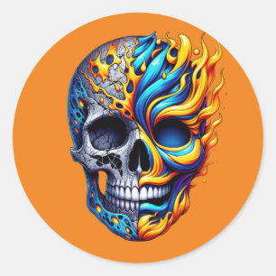Inferno Duality Skull Runder Aufkleber