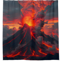 Inferno-Gipfel – Vulkanische Fantasie-Landschafts- Duschvorhang