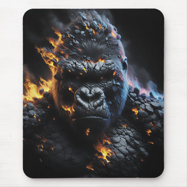 Inferno Gorilla – Feuerbestie Digitale Kunst Mousepad (Vorne)