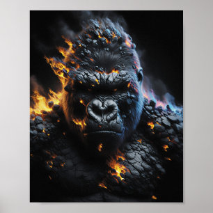 Inferno Gorilla – Feuriges Lavabiest Digitale Kuns Poster