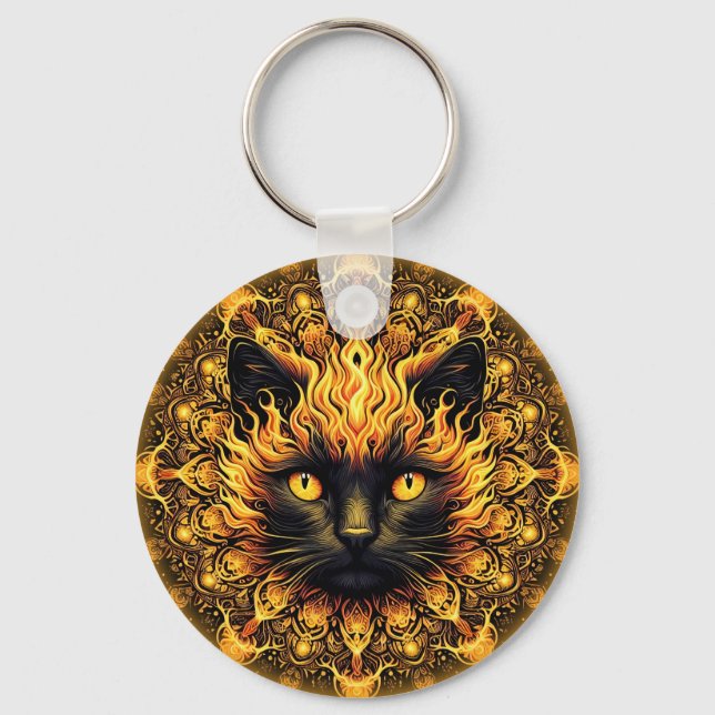 Inferno Kitty Mandala Schlüsselanhänger (Vorderseite)