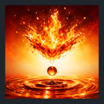 Inferno Liquid Flame Splash Poster<br><div class="desc">Witness the impossible fusion of fire and water in this high-velocity "Liquid Alchemy" masterpiece. A roaring crown of flames erupts from a crystalline splash, suspended above deep orange and gold ripples. With hyper-realistic detail in every spark and droplet, this surreal work of art brings a powerful, high-energy atmosphere to any...</div>