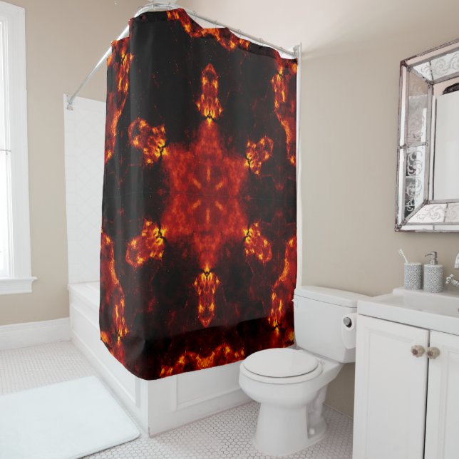 Inferno Nexus - Fiery Kaleidoskop Art Duschvorhang (Beispiel)