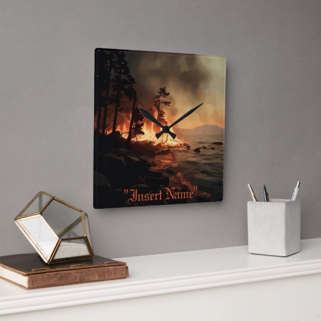 Inferno Quadratische Wanduhr (Büro)