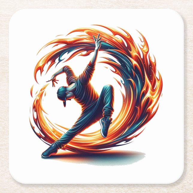 Inferno Spin - Den Geist des Breakdance Rechteckiger Pappuntersetzer (Vorderseite)