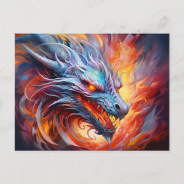 Inferno Spiral – Chinese Airbrush Dragon in Orange Postkarte