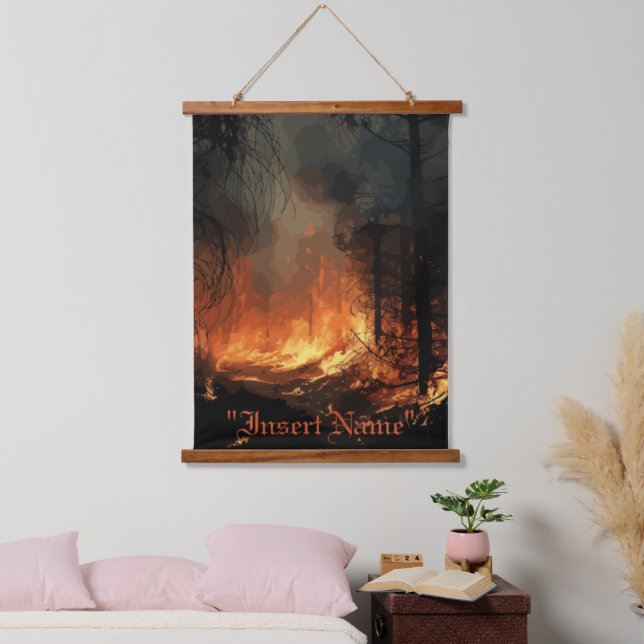 Inferno Wandteppich Mit Holzrahmen (Schlafzimmer)