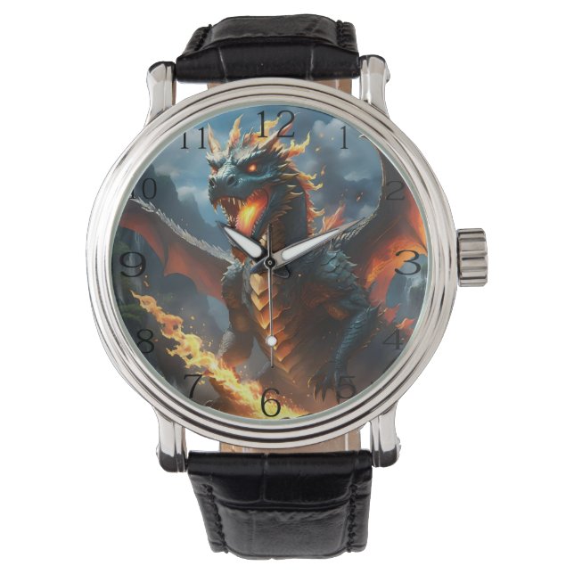"Infernos Atem: Die Flamme des Drachen" Armbanduhr (Vorderseite)