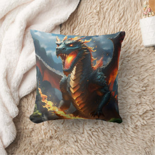 "Infernos Atem: Die Flamme des Drachen" Kissen