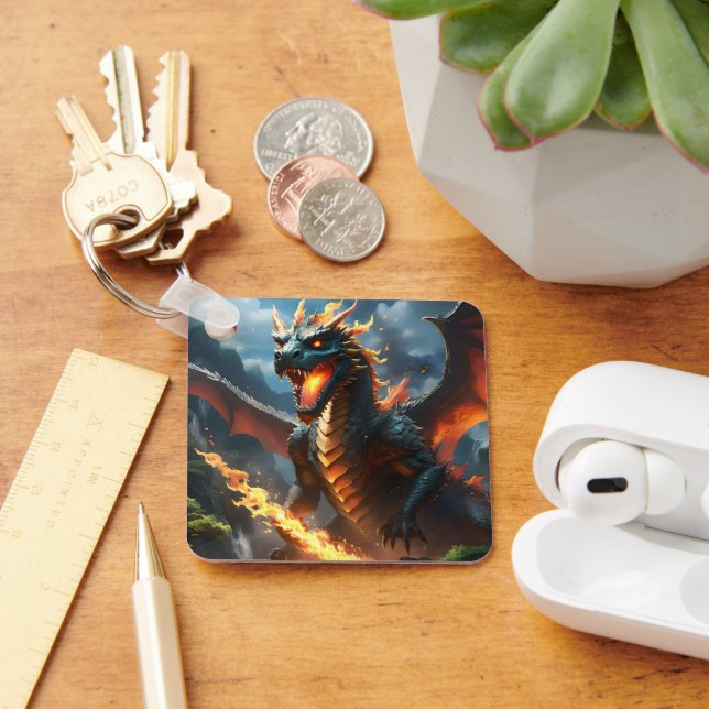 "Infernos Atem: Die Flamme des Drachen" Schlüsselanhänger (Schreibtisch)