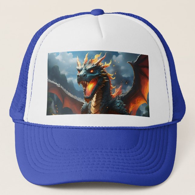 "Infernos Atem: Die Flamme des Drachen" Truckerkappe (Vorderseite)