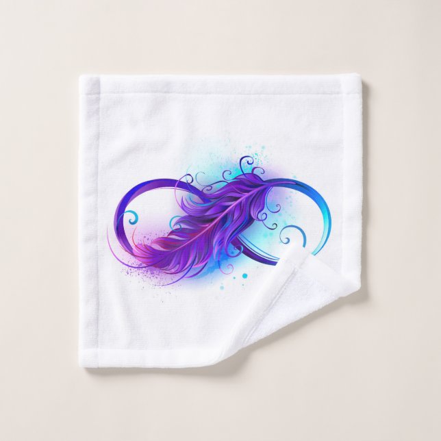 Infini avec plume violette (Gant de toilette)