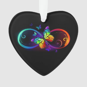 Infini vibrant avec papillon arc-en-ciel sur noir