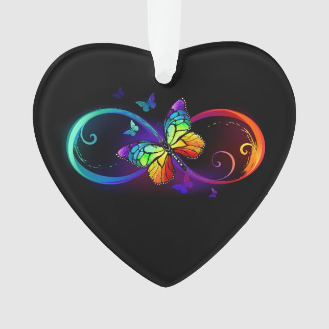 Infini vibrant avec papillon arc-en-ciel sur noir (devant)