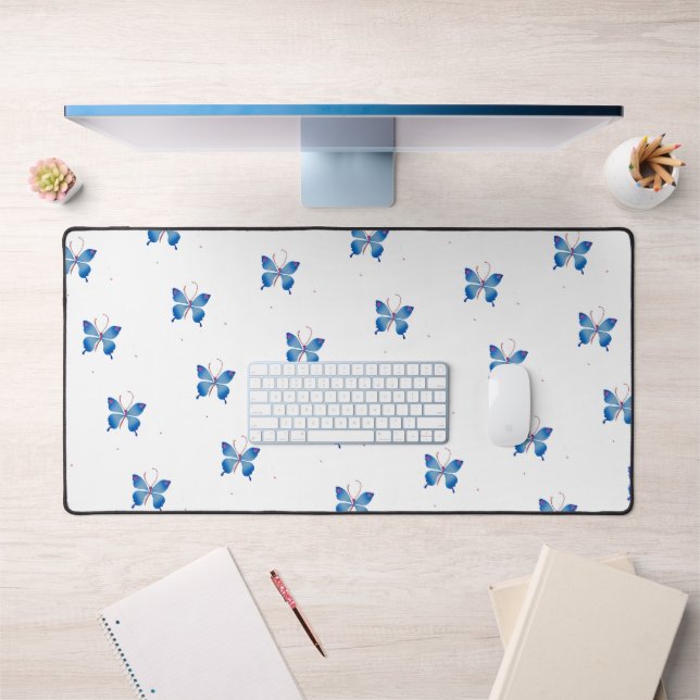 Infinity Blue Butterflies: Symbol of Love Desk Mat (Bureau 1)