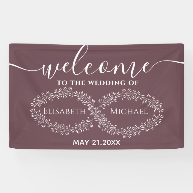 Infinity burgundy botanische romanische elegant banner (Horizontal)