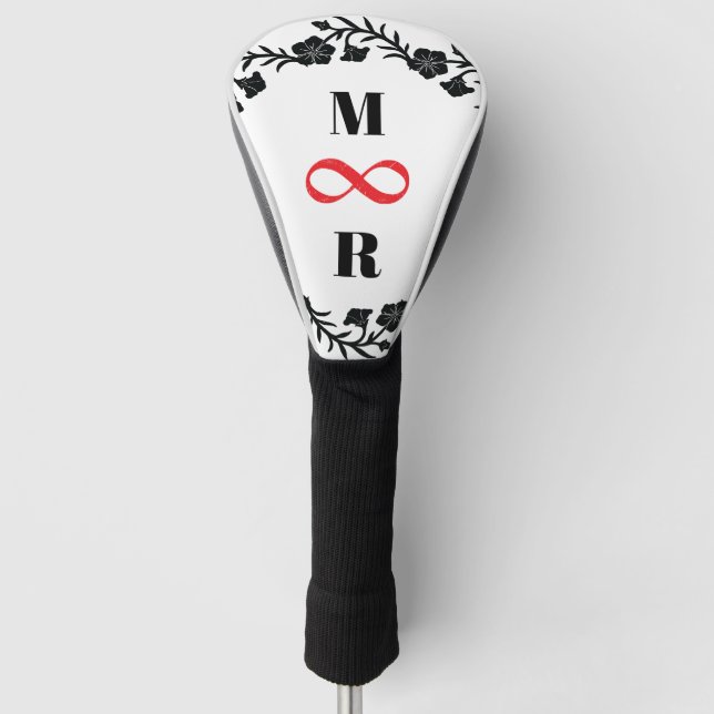 Infinity Couple R & M Schwarzer Minimalismus Silho Golf Headcover (Vorderseite)