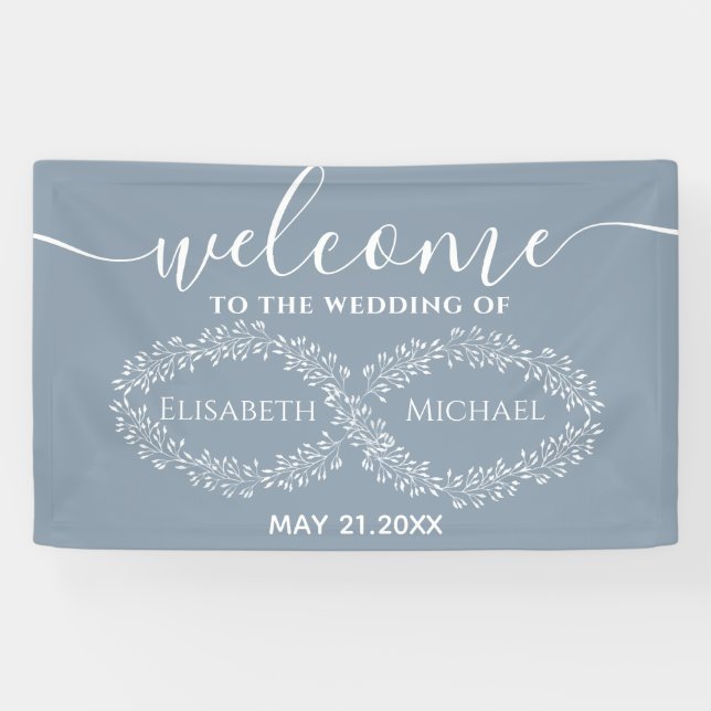 Infinity dusty blue botanic romantic elegant banner (Horizontal)