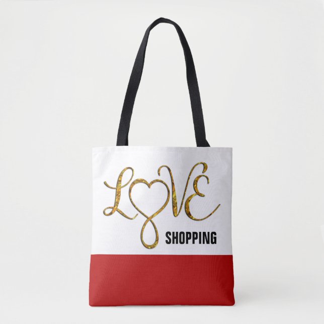 Infinity Heart Lemniscate - LIEBE Gold Tasche (Vorderseite)