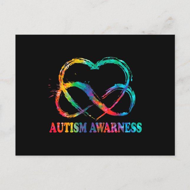 Infinity Heart Love Autism Awareness Needs No Word Postkarte (Vorderseite)