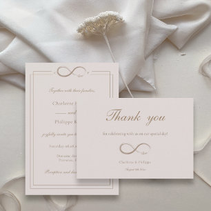 Infinity-Liebe-Rosa-Gold-Hochzeit-Dankeskarten Einladung