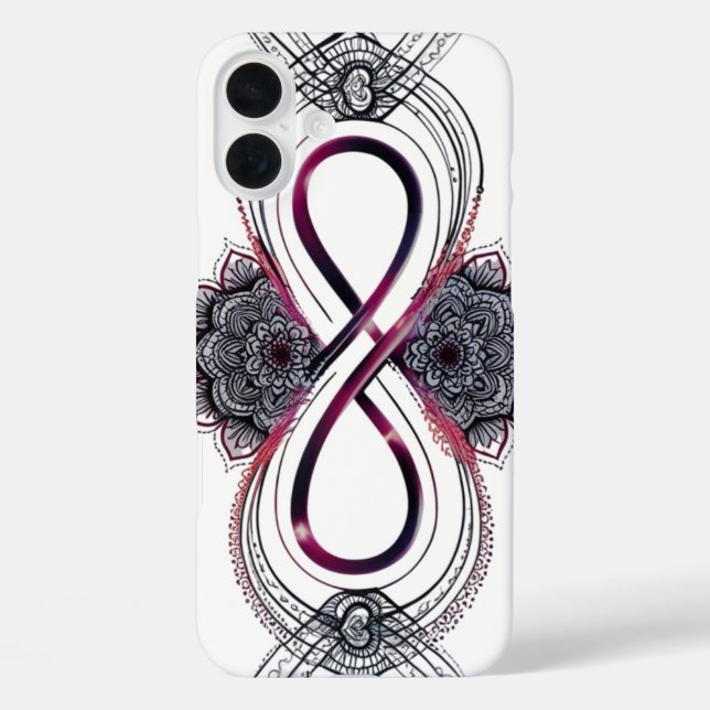 Infinity Love Mandala iPhone 16 Plus Coque - Moder (Verso)