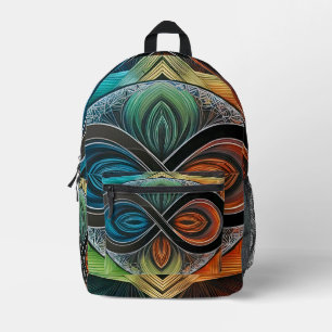 Infinity Mandala African Tribal Mask Abstrakt Bedruckter Rucksack