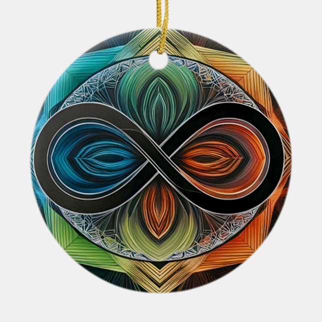 Infinity Mandala African Tribal Mask Abstrakt Keramik Ornament (Vorne)