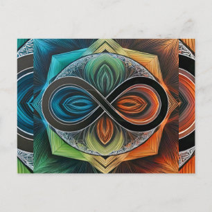 Infinity Mandala African Tribal Mask Abstrakt Postkarte