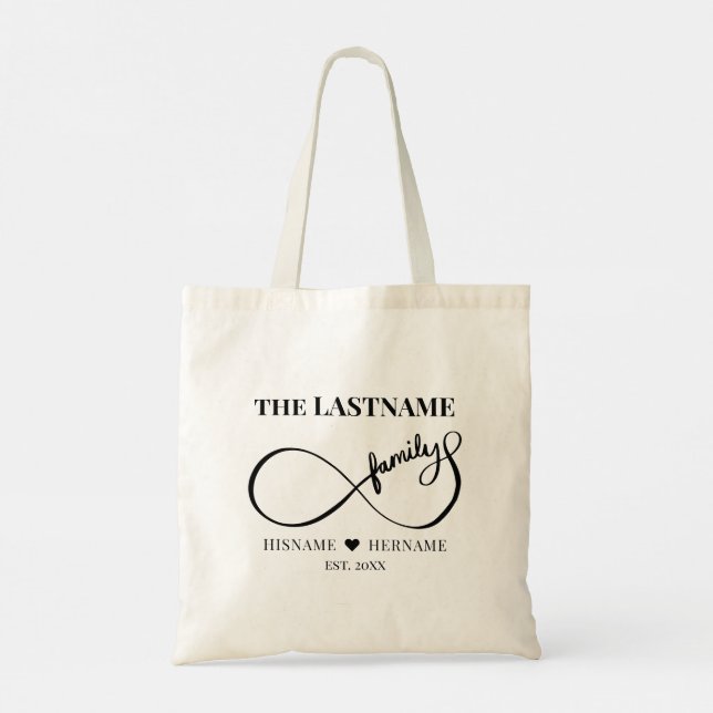 Infinity Personalized Family Name and Est. Date Tragetasche (Rückseite)