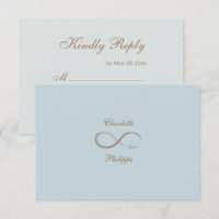 Infinity Sign Dusty Blue Gray Gold Wedding RSVP