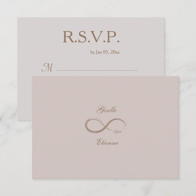 Infinity Sign Dusty Rose Individuelle Name Wedding Einladung (Vorne/Hinten)