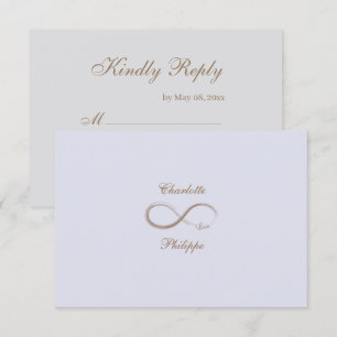 Infinity Sign Lilac Gray Gold Wedding RSVP Einladung