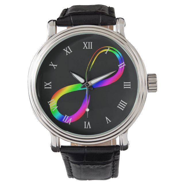 Infinity Symbol Lgbt Gay Pride Rainbow Armbanduhr (Vorderseite)