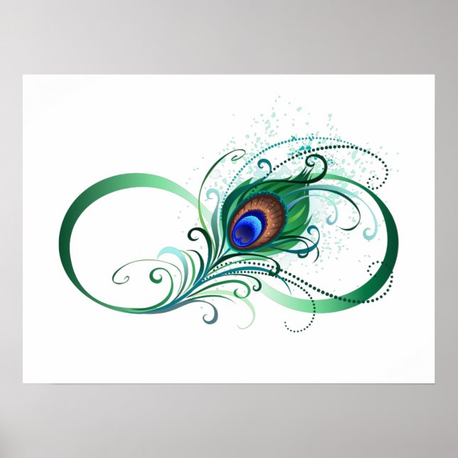 Infinity Symbol with Peacock Feather Poster (Vorne)
