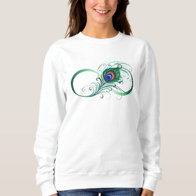 Infinity Symbol with Peacock Feather Sweatshirt (Vorderseite)