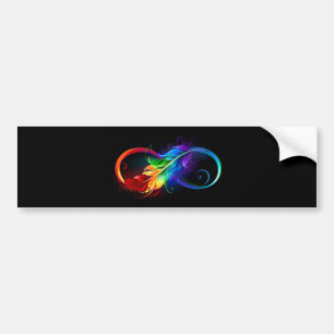 Infinity Symbol with Rainbow Feather Autoaufkleber