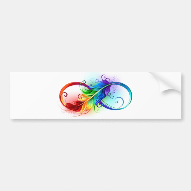 Infinity Symbol with Rainbow Feather Autoaufkleber (Vorne)