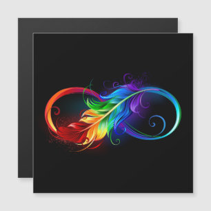 Infinity Symbol with Rainbow Feather Magneteinladung