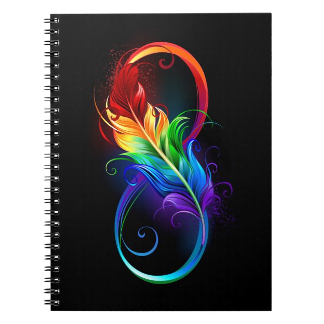 Infinity Symbol with Rainbow Feather Notizblock (Vorderseite)