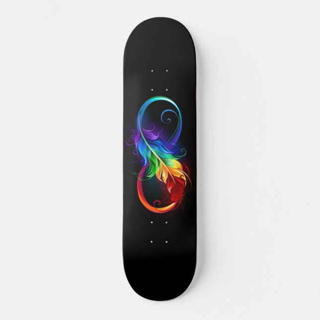 Infinity Symbol with Rainbow Feather Skateboard (Vorderseite)