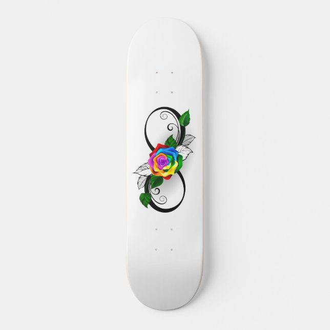 Infinity Symbol with Rainbow Rose Skateboard (Vorderseite)