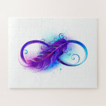 Infinity with Purple Feather<br><div class="desc">Infinity symbol with a beautiful feather painted in purple and blue bright colors on white background.</div>
