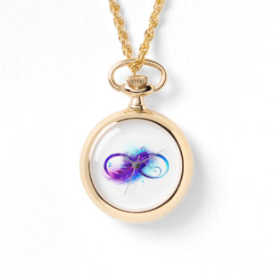 Infinity with Purple Feather Armbanduhr